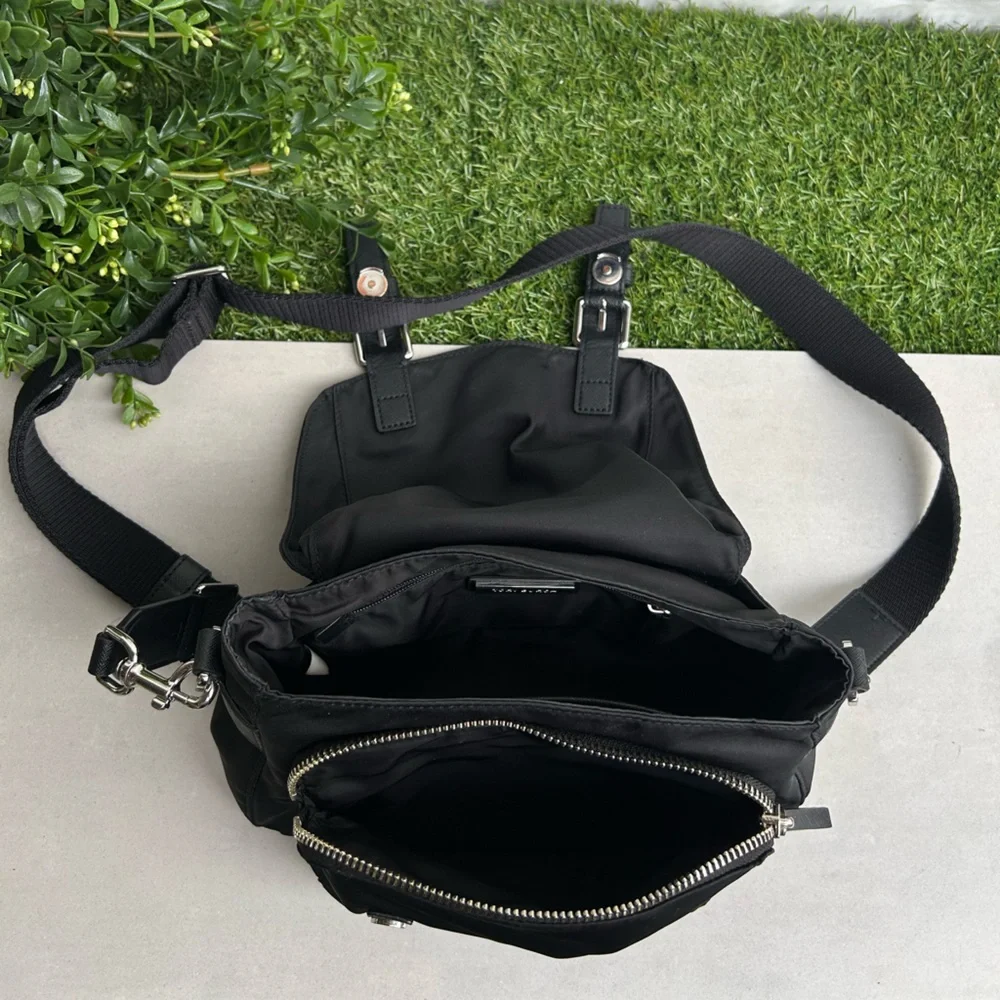 Tory Burch Black Nylon Crossbody Bag with Silver Hardware